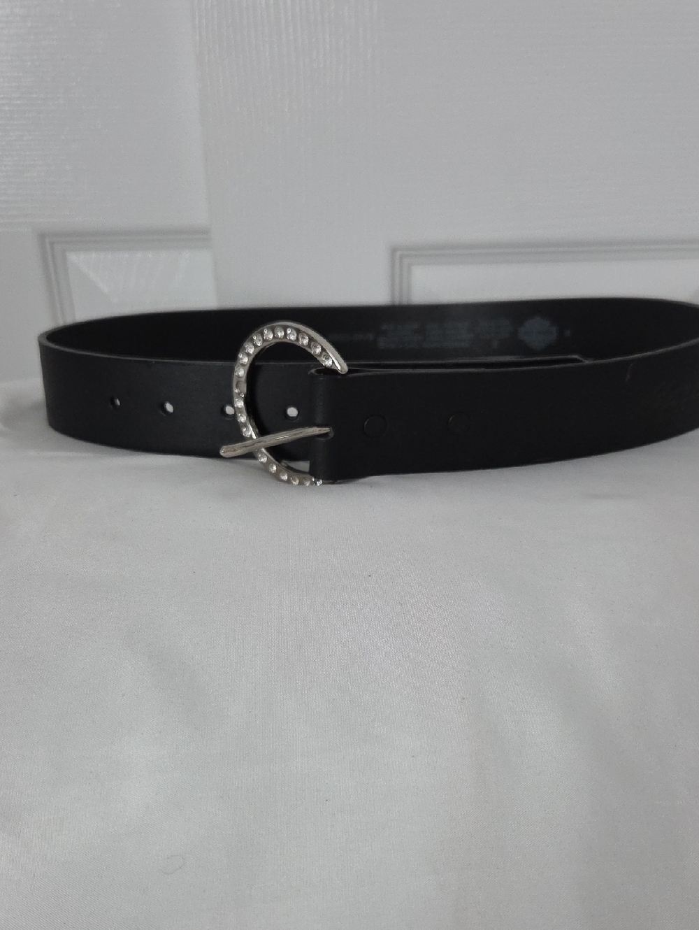 Harley-Davidson New Black Women's Crescent Rhinestone Buckle Belt